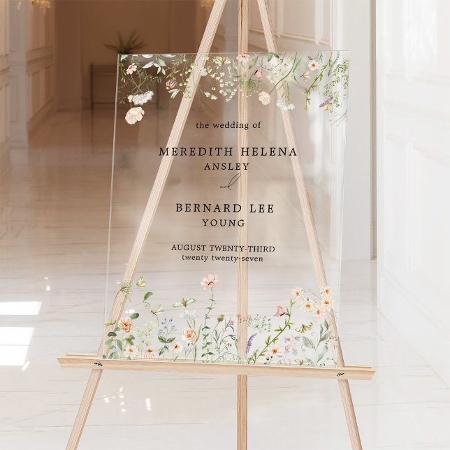 Señal Acrílica Bienvenida a la boda de flores silvestres rústicas (Subido por el creador)