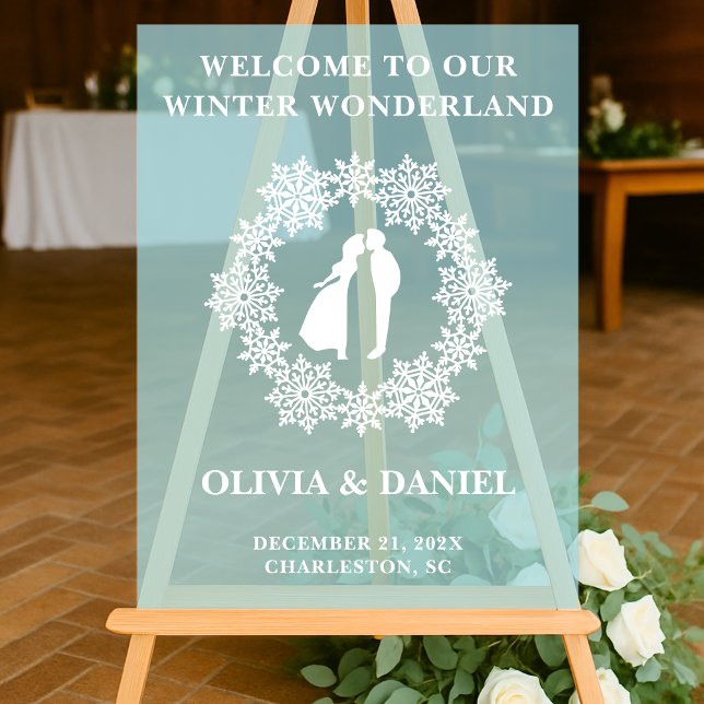 Señal Acrílica Bienvenida a la Boda de Invierno de Snowflake (Subido por el creador)