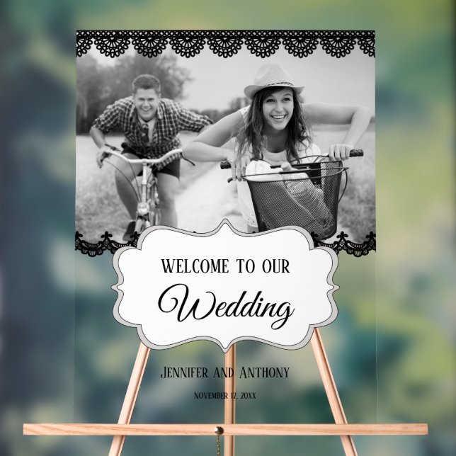 Señal Acrílica Bienvenida a la boda fotográfica personalizada Bla (Neutral )