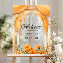 Bienvenida a la boda hindú india de Marigold Flora