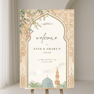 Señal Acrílica Bienvenida a la boda islámica   Masjid An-Nabawi