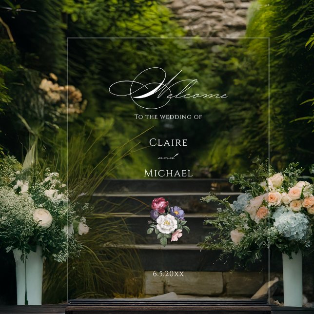 Señal Acrílica Bienvenida a la caligrafía floral Bella Artes (Subido por el creador)