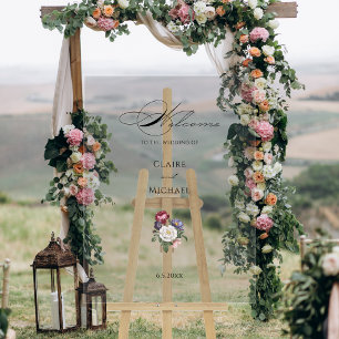 Señal Acrílica Bienvenida a la caligrafía floral Bella Artes