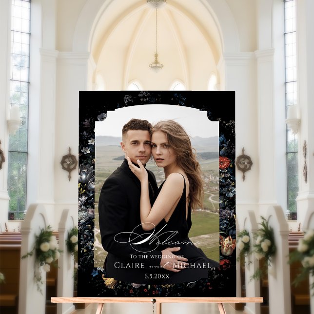 Señal Acrílica Bienvenida a la caligrafía floral negra Bella Arte (Subido por el creador)