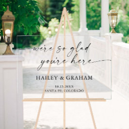 Señal Acrílica Bienvenida a la caligrafía moderna simple Boda ele