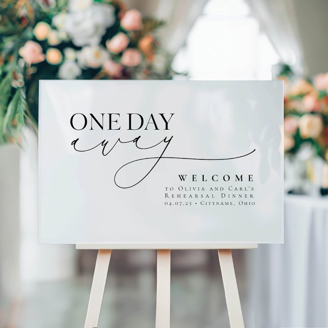 Señal Acrílica Bienvenida a la cena de elegante ensayo Minimalist (White Elegant Minimalist Rehearsal Dinner Welcome Sign)