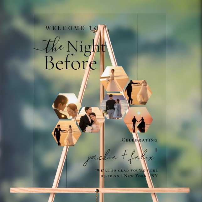 Señal Acrílica Bienvenida a la cena de Personalizado de moda Foto (Neutral )