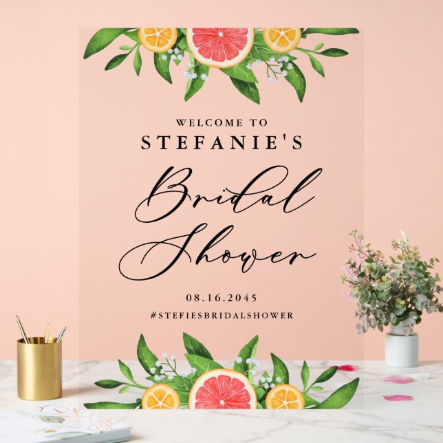 Señal Acrílica Bienvenida a la Despedida de Soltera con Naranjas  (Boda)