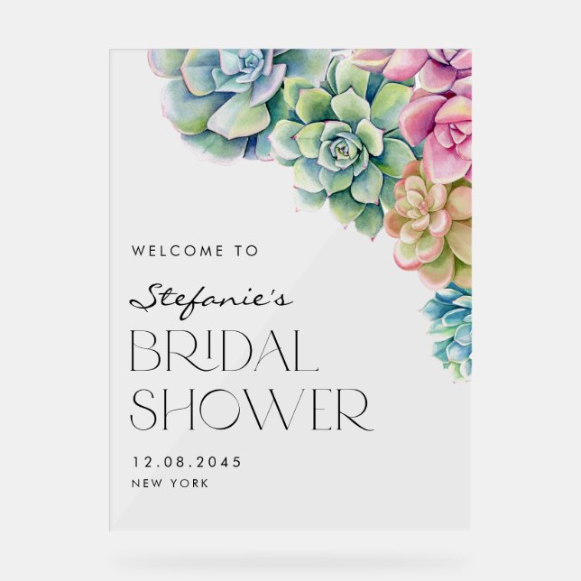 Señal Acrílica Bienvenida a la Despedida de Soltera de Suculentas (Anverso)