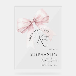 Señal Acrílica Bienvenida a la despedida de soltera Lazo Rosa