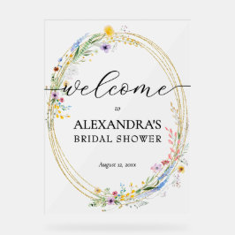 Señal Acrílica Bienvenida a la ducha de flores silvestres