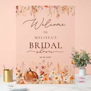 Señal Acrílica Bienvenida a la ducha de la novia Boho Fall