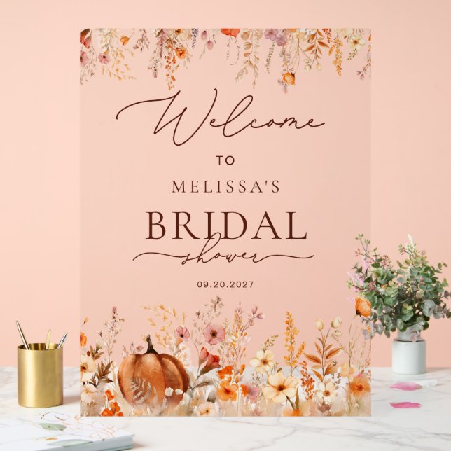Señal Acrílica Bienvenida a la ducha de la novia Boho Fall (Boda)