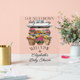 Señal Acrílica Bienvenida a la ducha de mercado de los agricultor