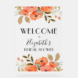 Señal Acrílica Bienvenida a la ducha de novia acuarela floral