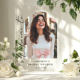 Señal Acrílica Bienvenida a la ducha de novia Arch minimalista