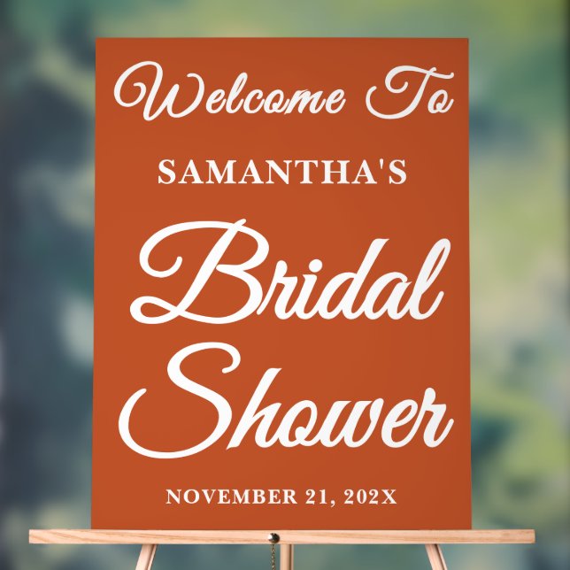 Señal Acrílica Bienvenida a la ducha de novia con guión manuscrit (Neutral )