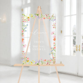 Señal Acrílica Bienvenida a la ducha de novia con marco rústico d