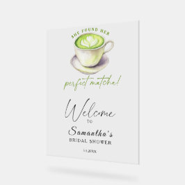 Señal Acrílica Bienvenida a la ducha de novia de té matcha con ac