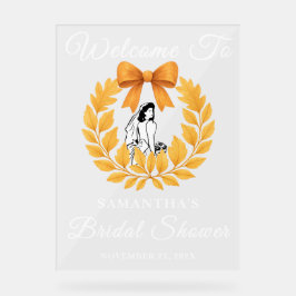 Señal Acrílica Bienvenida a la ducha de novia del otoño de oro