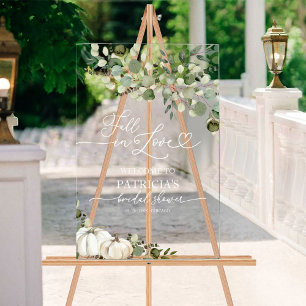 Señal Acrílica Bienvenida a la ducha de novia Fall In Love 