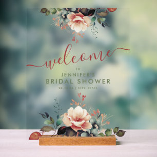 Señal Acrílica Bienvenida a la ducha de novia floral Boho Summer