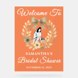 Señal Acrílica Bienvenida a la ducha de novia floral rústica de o