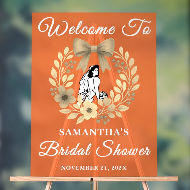 Señal Acrílica Bienvenida a la ducha de novia floral rústica de o (Neutral )