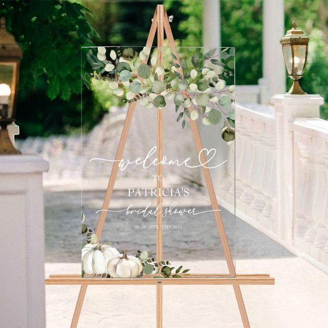 Señal Acrílica Bienvenida a la ducha de novia verde otoño (Subido por el creador)