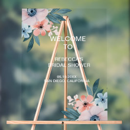 Señal Acrílica Bienvenida a la ducha de novia Whimsical Wildflowe
