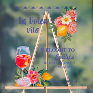 Señal Acrílica Bienvenida a la ducha de novias italiana La Dolce