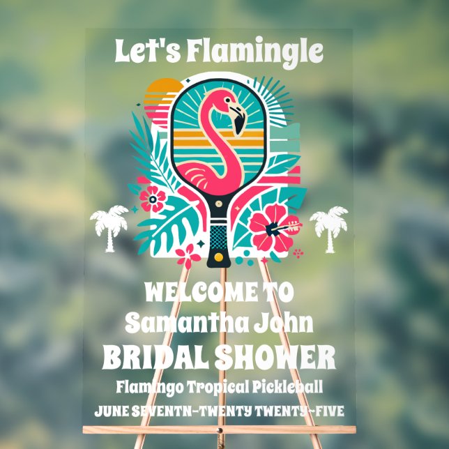 Señal Acrílica Bienvenida a la ducha de novias Retro Flamingo Pic (Neutral )