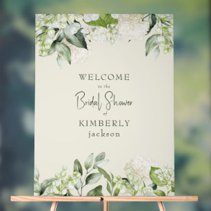 Señal Acrílica Bienvenida a la ducha nupcial de crema Hydrangea b
