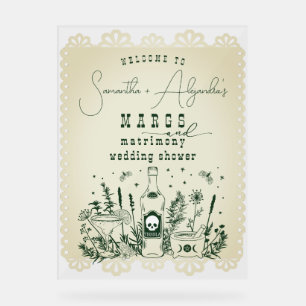 Señal Acrílica Bienvenida a la ducha Pareja Margs Matrimony Skull