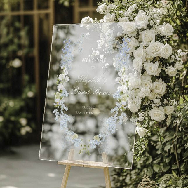Señal Acrílica Bienvenida a la ducha romántica azul dulce (Subido por el creador)