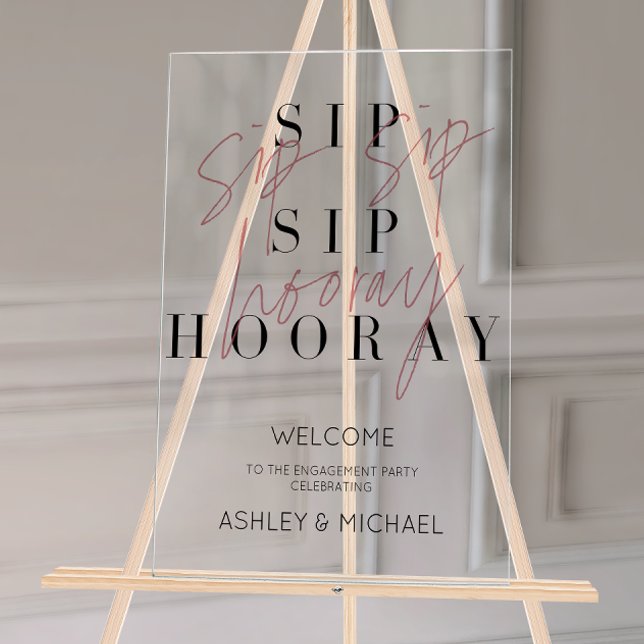 Señal Acrílica Bienvenida a la fiesta de compromiso de Pink Sip S (Engagement Welcome Sign!)
