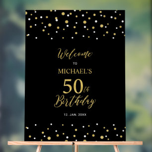 Señal Acrílica Bienvenida a la fiesta de cumpleaños 50 del Confet