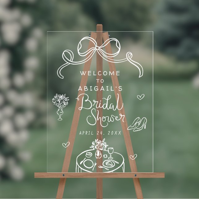 Señal Acrílica Bienvenida a la fiesta de desposorios con arco dib (Shown on an 18" x 24" acrylic sign)