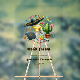 Señal Acrílica Bienvenida a la Fiesta de Graduación
