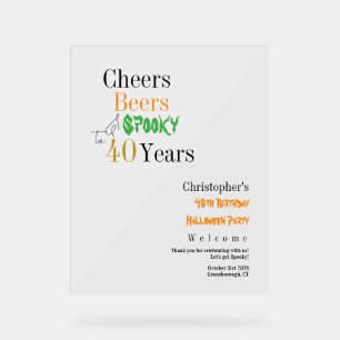 Señal Acrílica Bienvenida a la fiesta de Halloween por 40 cumplea