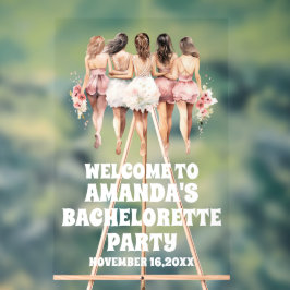 Señal Acrílica Bienvenida a la fiesta personalizada de soltera