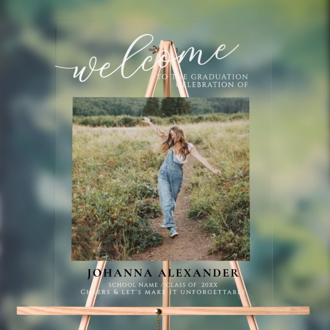 Señal Acrílica Bienvenida a la graduación de fotografía moderna (Neutral )