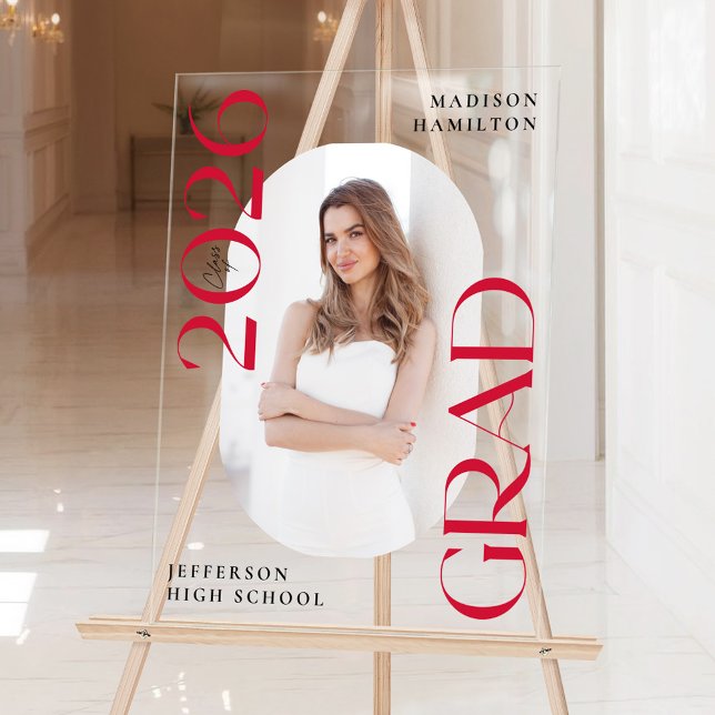 Señal Acrílica Bienvenida a la graduación de fotos rojas de clase (Subido por el creador)