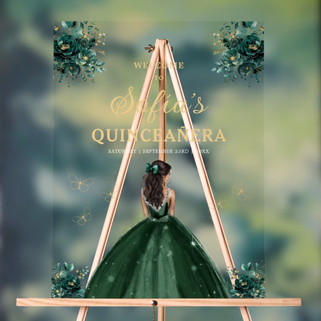 Señal Acrílica Bienvenida a la princesa de oro verde esmeralda (Neutral )