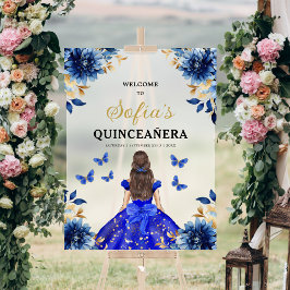 Señal Acrílica Bienvenida a la princesa real de oro azul Quinceañ