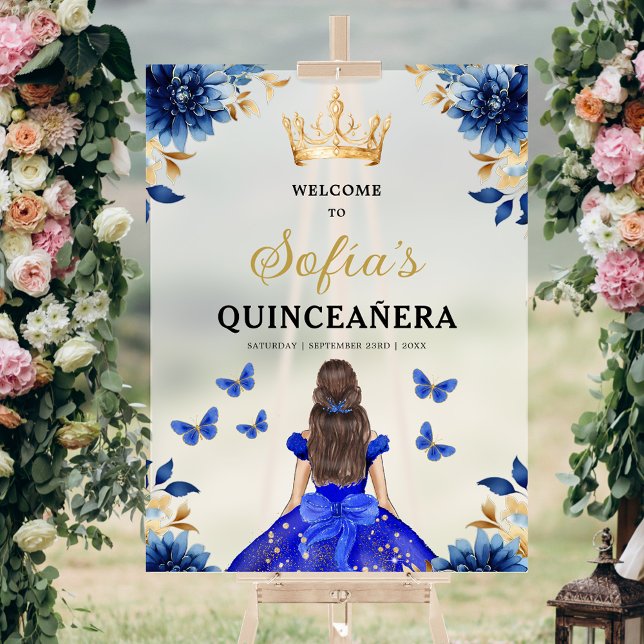 Señal Acrílica Bienvenida a la princesa real de oro azul Quinceañ (Subido por el creador)