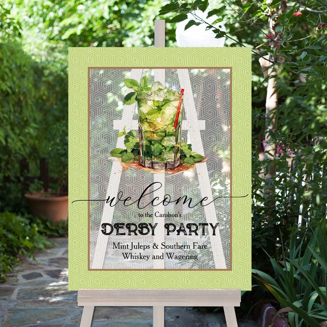 Señal Acrílica Bienvenida a Mint Julep Derby (Mint Julep Derby Party Acrylic Welcome Sign)