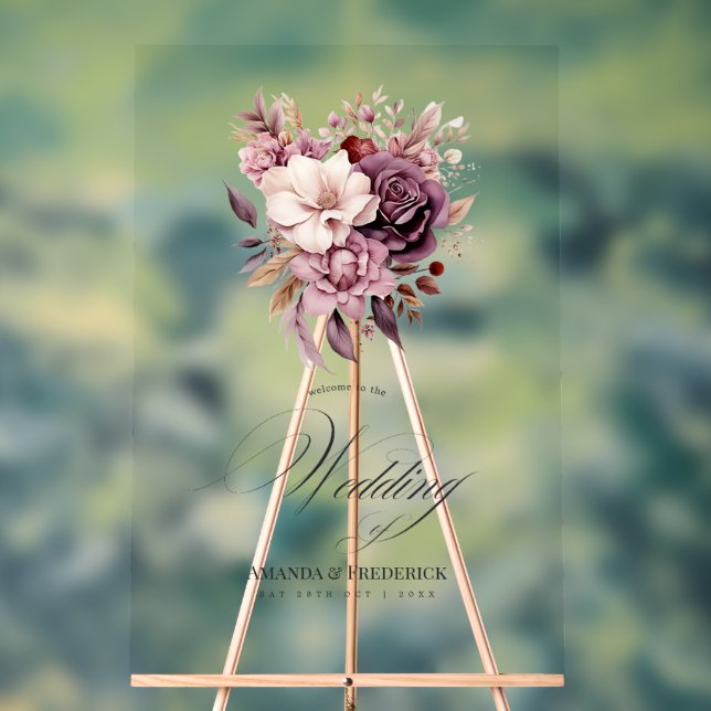 Señal Acrílica Bienvenida a Plum, Gris, Cobre y Rosa Polvoriento  (Neutral )