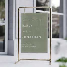 Señal Acrílica Bienvenida a Sage Green Boda