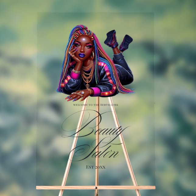 Señal Acrílica Bienvenida a Salón de Belleza de Hip Hop de Moda U (Neutral )